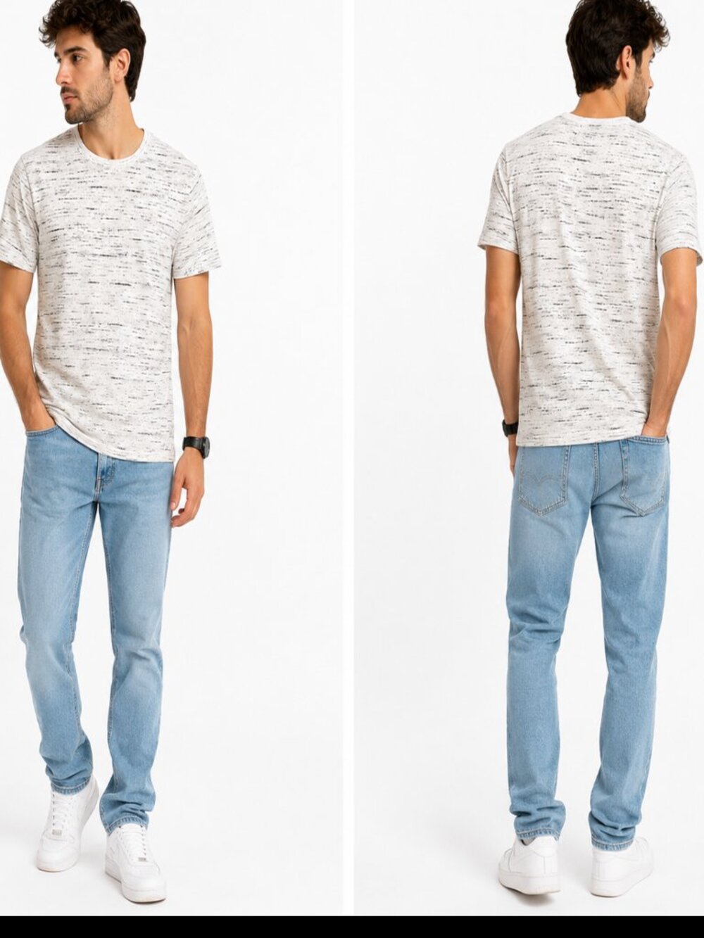 NWT Brooklyn Cloth White Black Space Dye Crew Neck T-Shirt‎ Men's Small